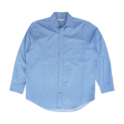 Blue Solid Long Sleeve Button Down