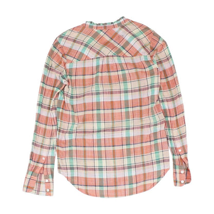 Peach Plaid Long Sleeve Blouse