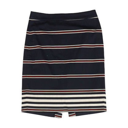 Navy Striped Midi Skirt