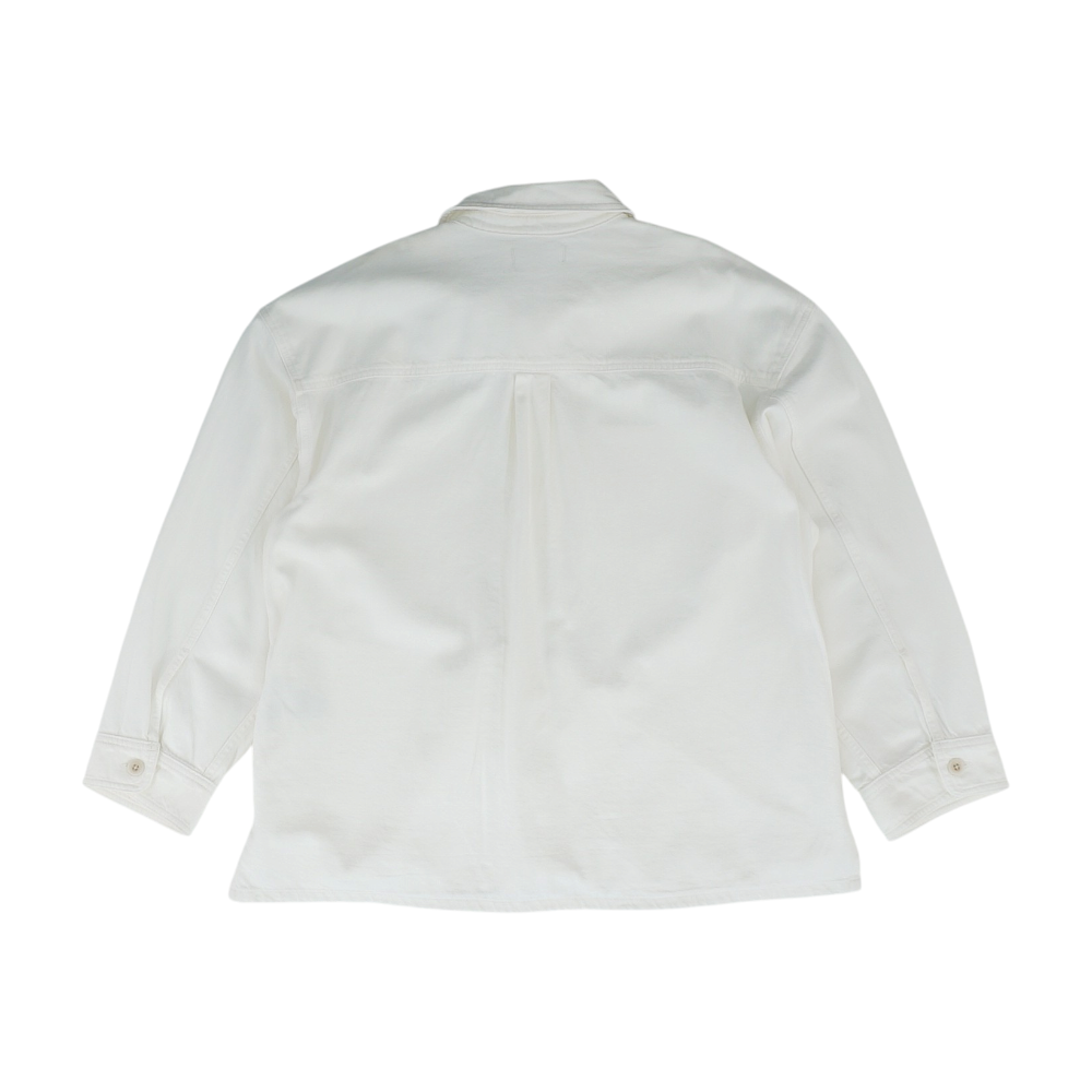White Solid Long Sleeve Button Down