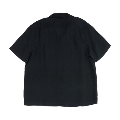 Black Solid Short Sleeve Button Down