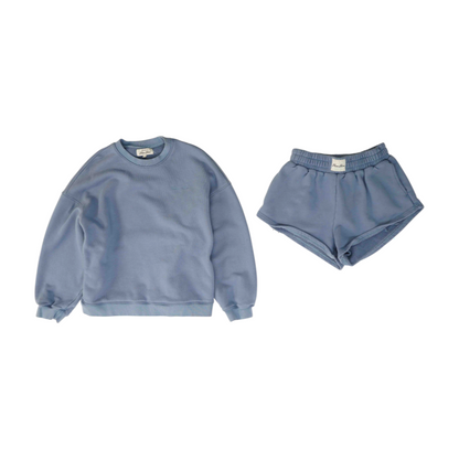 Blue Solid Short Set