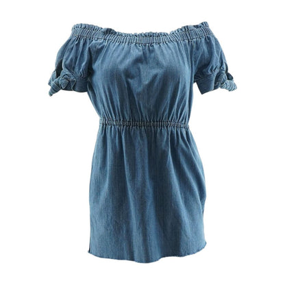 Blue Solid Mini Dress
