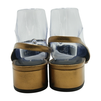 Cecile Slingback Pumps in Metallic Gold and Black Toe Block