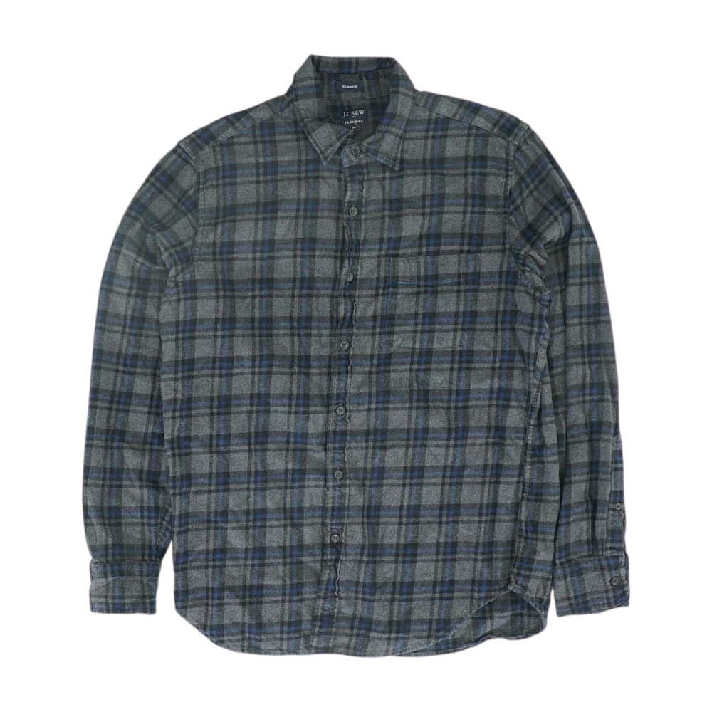 Gray Plaid Flannel Button Down