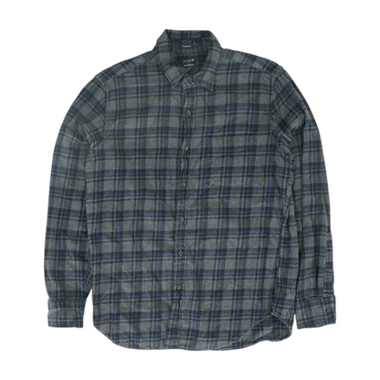 Gray Plaid Flannel Button Down
