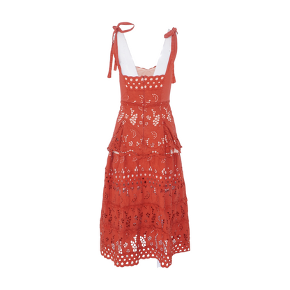 Rust Floral Midi Dress