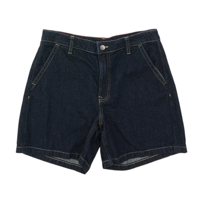 Blue Solid Denim Shorts