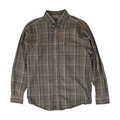 Gray Plaid Long Sleeve Button Down