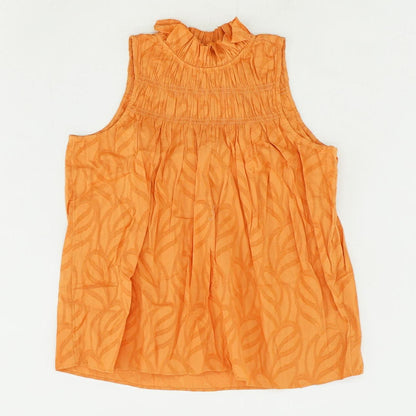 Orange Solid Sleeveless Blouse