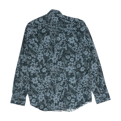 Gray Floral Long Sleeve Button Down