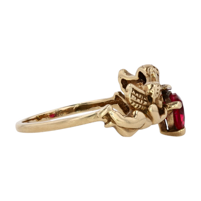 10K Yellow Gold Red Stone Fashion Ring