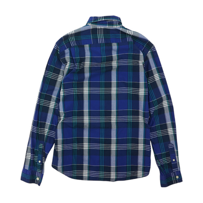 Navy Plaid Long Sleeve Button Down