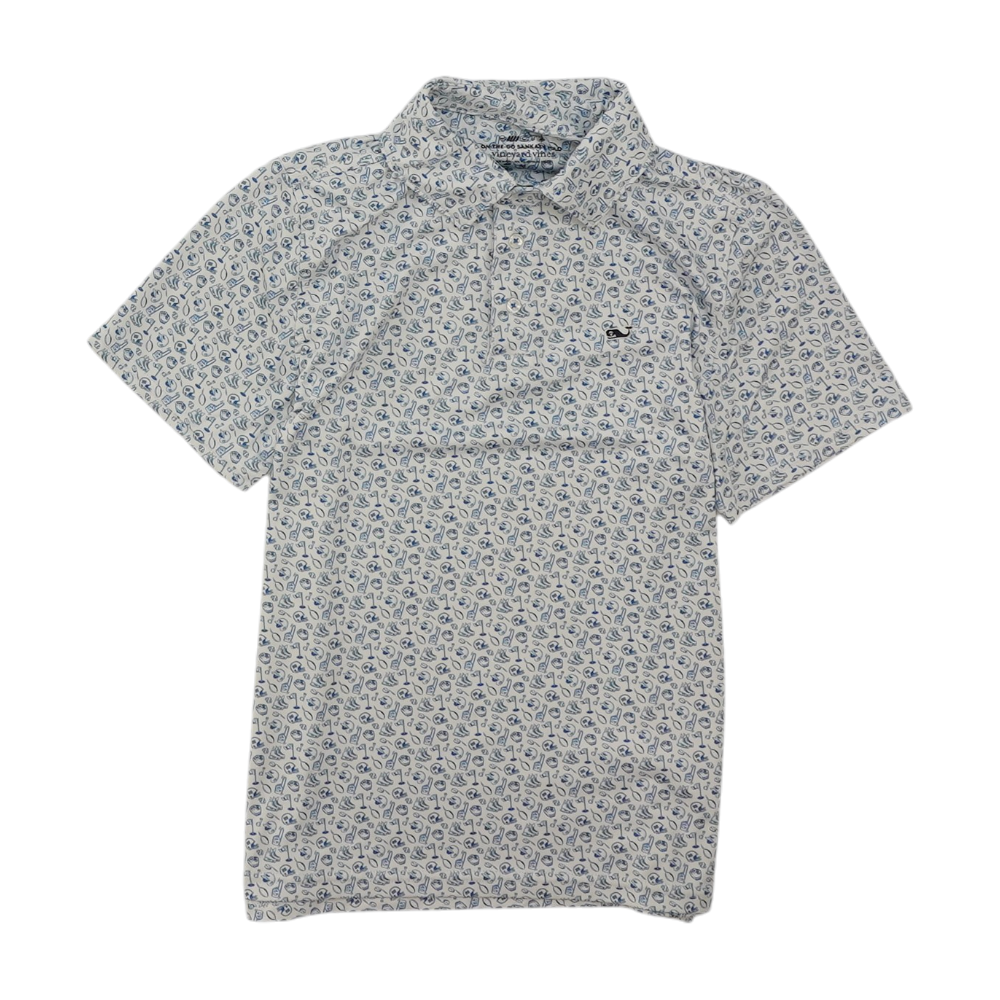 Vineyard Vines Blue Graphic Short Sleeve Polo – Image 1