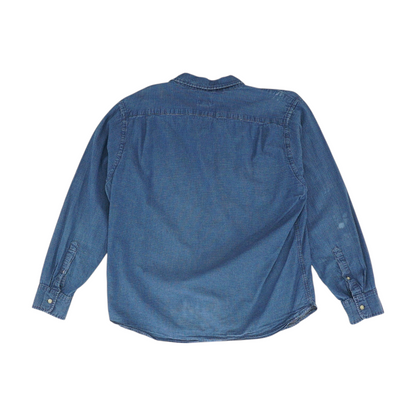 Blue Solid Long Sleeve Button Down