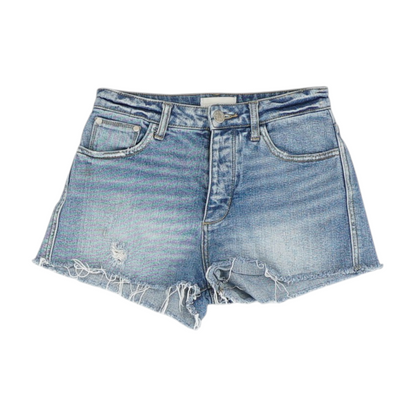Blue Solid Denim Shorts