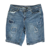 Blue Plus Size Solid Denim Shorts