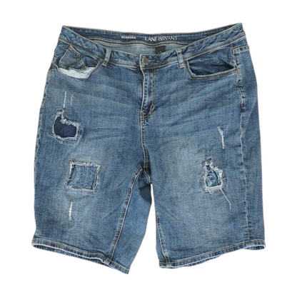 Blue Plus Size Solid Denim Shorts