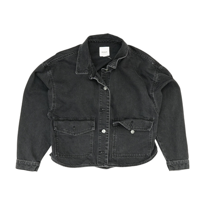 Black Solid Denim Jacket