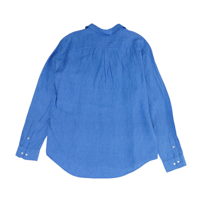 Blue Solid Long Sleeve Button Down