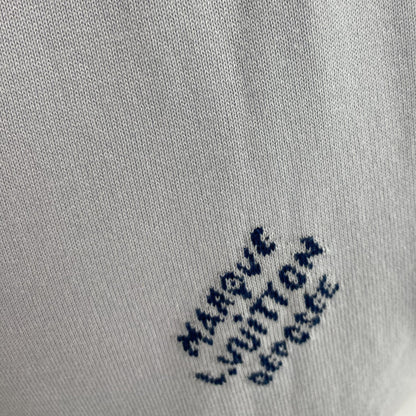 Blue 'Marque L. Vuitton Deposee' Short-Sleeved Signature Crewneck