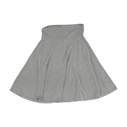 Gray Solid Midi Skirt