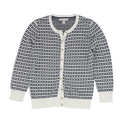 Beige Striped Cardigan Sweater