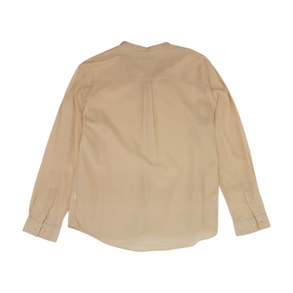 Beige Solid Long Sleeve Button Down