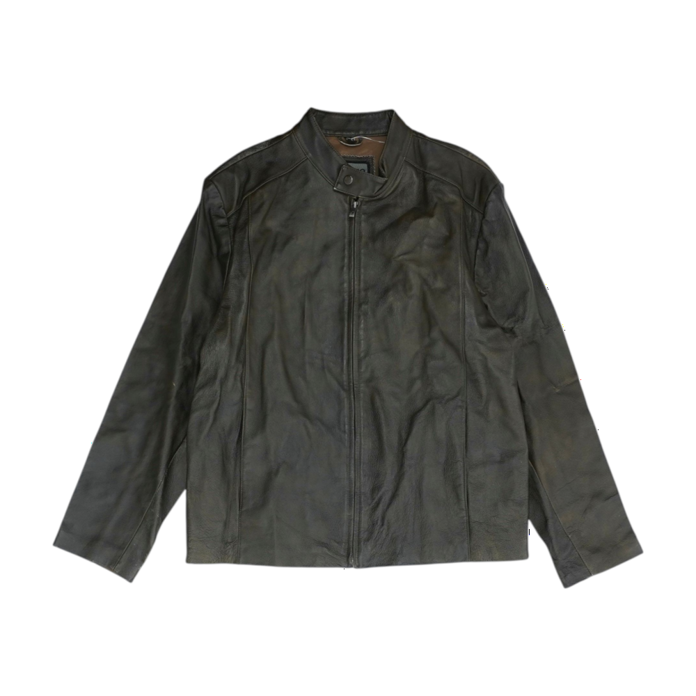 Brown Solid Leather Jacket