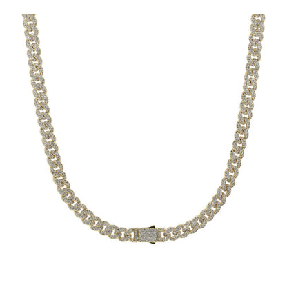 14K Gold Plated Cubic Zirconia Iced Out Cuban Link Chain Necklace
