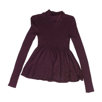 Purple Solid Mockneck Knit Top
