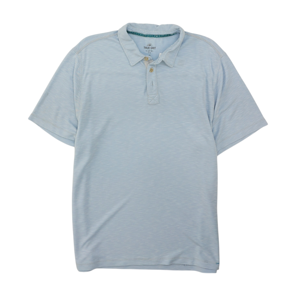 Blue Solid Short Sleeve Polo