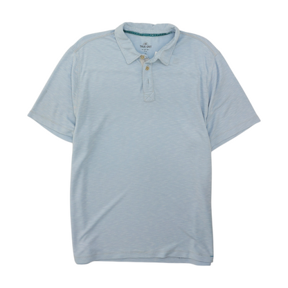 Blue Solid Short Sleeve Polo