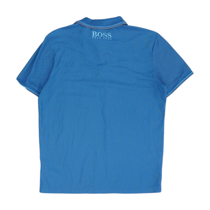 Blue Solid Short Sleeve Polo