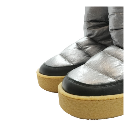 Silver Quilted Puffer Ankle Boots