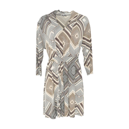 Brown Geometric Midi Dress