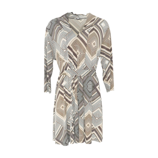 Brown Geometric Midi Dress