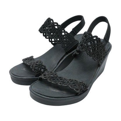 Black Wedged Sandals