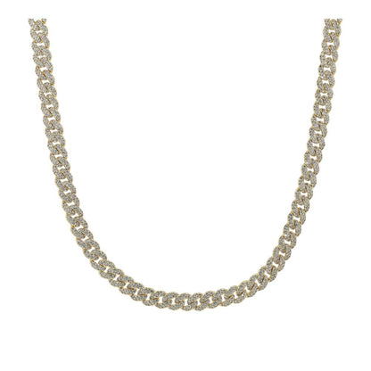 14K Gold Plated Cubic Zirconia Iced Out Cuban Link Chain Necklace