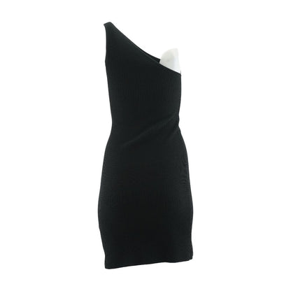 Black Solid Midi Dress