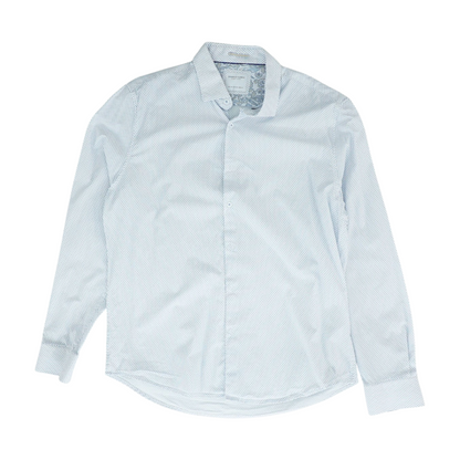 White Print Long Sleeve Button Down