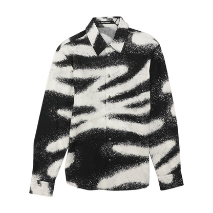 Black Graphic Long Sleeve Button Down