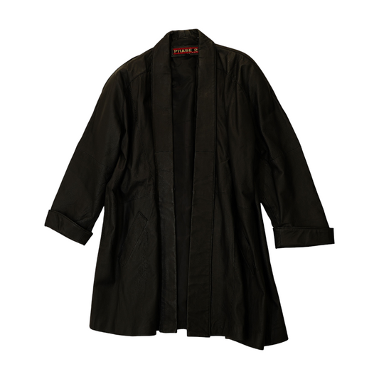 Vintage Black Solid Leather Jacket