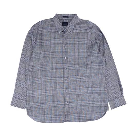 Blue Plaid Long Sleeve Button Down