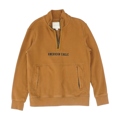 Brown Solid 1/4 Zip Pullover