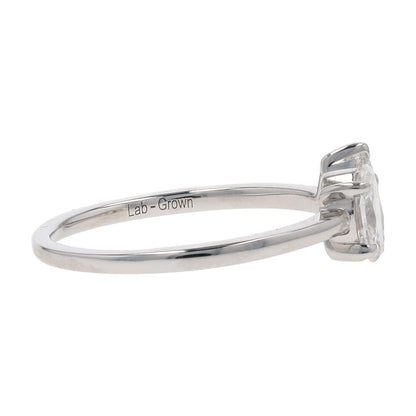 1 Ct 14K White Gold Oval And Pear Lab Grown Diamond Engagement Ring