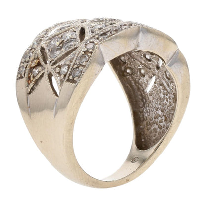 3/4 Ct 14K White Gold Diamond Pave Openwork Cocktail Ring
