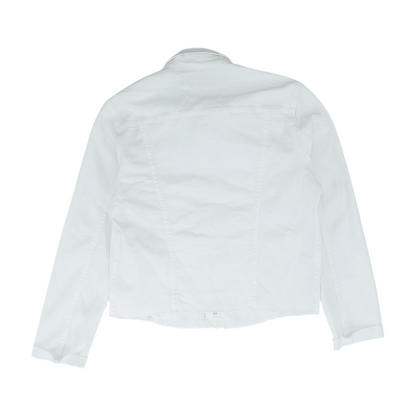 White Solid Denim Jacket