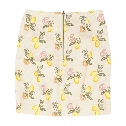 Beige Fruit Midi Skirt