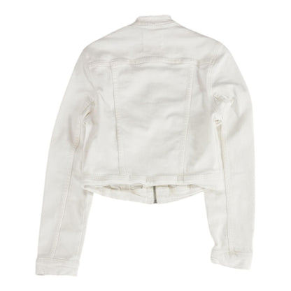 White Solid Denim Jacket